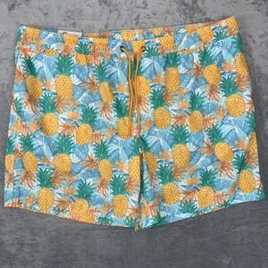 NWT Swim Trunks Mens Tropical Print XXL PINEAPPLE fun beach surf short NEW‎